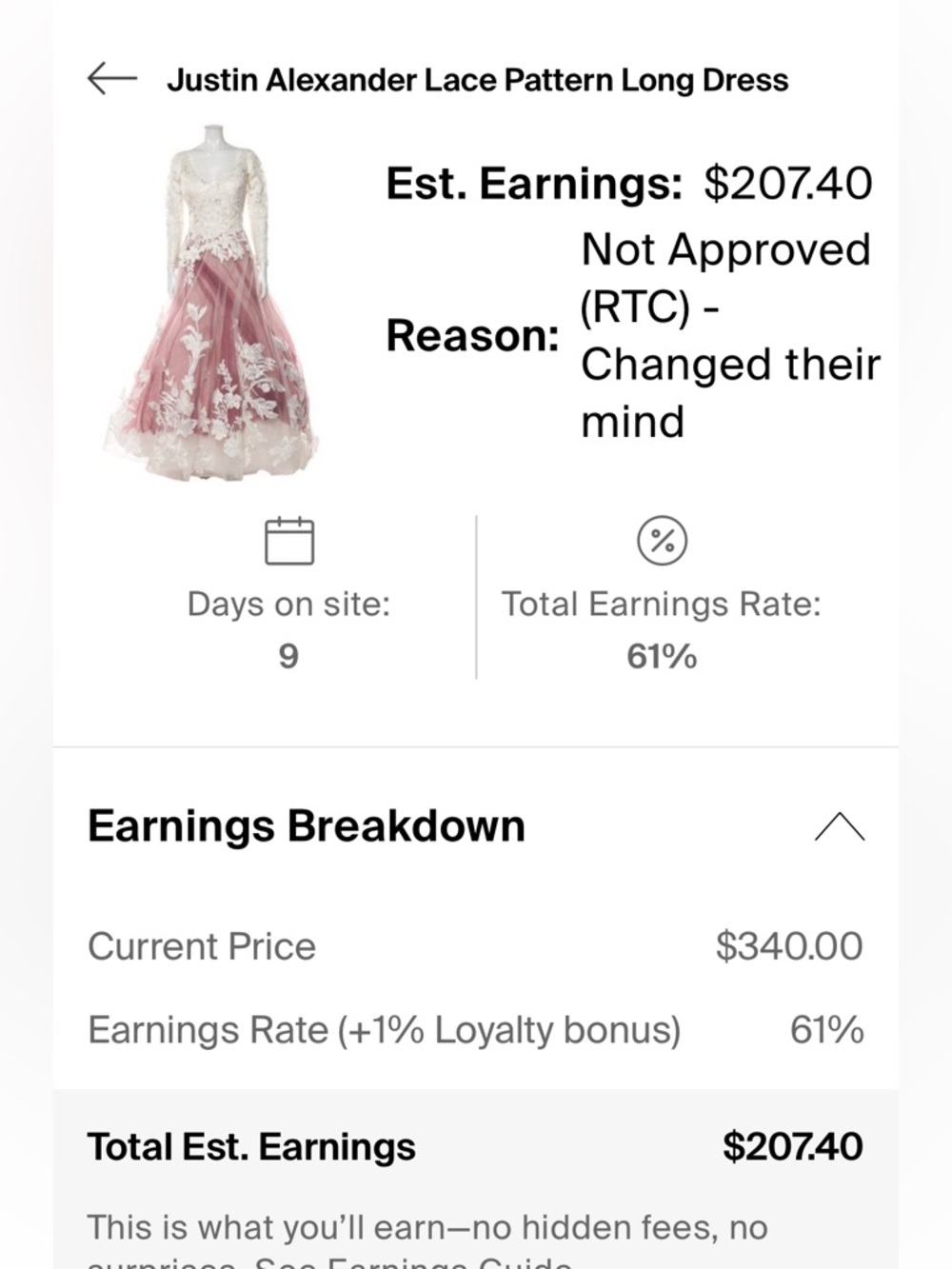 Justin Alexander Lace Pattern Long Dress With Pink/Bugundy Underlay & Ivory(TRR) - Picture 4 of 15